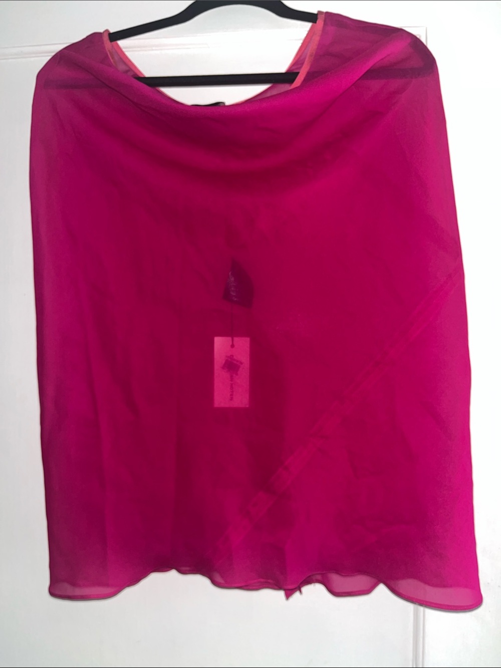 Dries Van Noten Fuchsia Sati Stretch Silk Midi A-Line Chiffon Skirt Size US 8